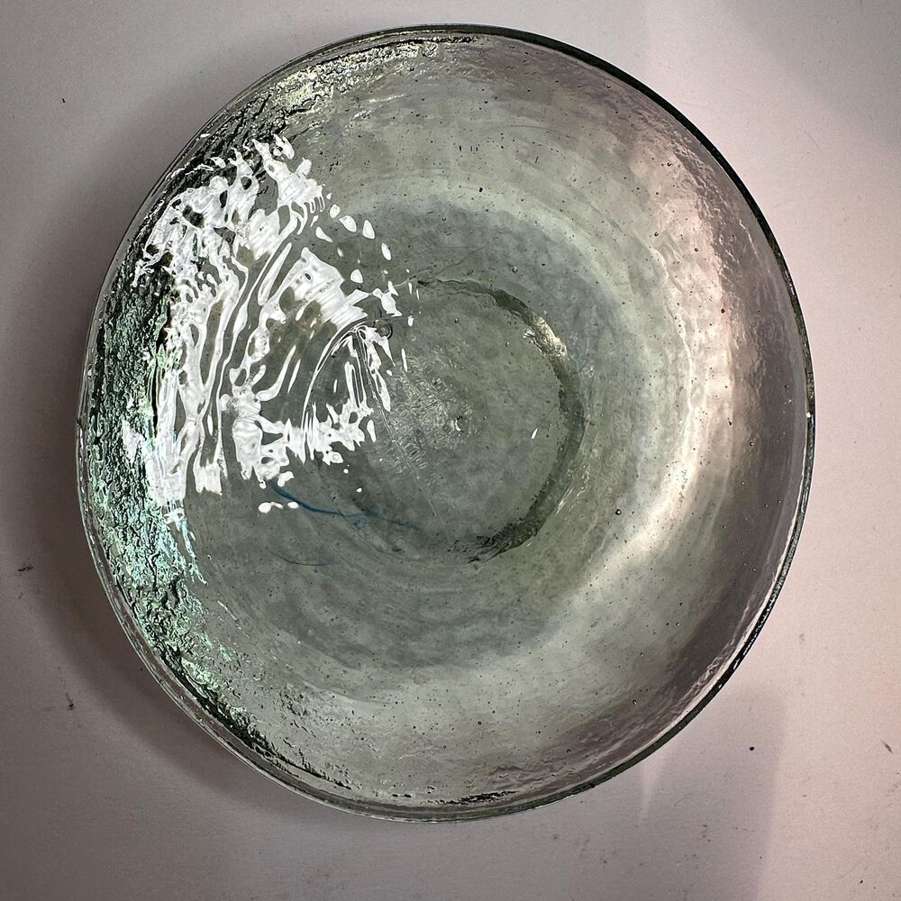 Vintage Clear Textured Glass Domed Disk Pillar Candle Holder (Fire and Ice?) - Picture 13 of 16